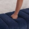 Modern Upholstered Armless Bed Bench, Channel Tufted Couch Daybed Chaise, Chenille Ottoman Foot Stool - Navy - Image 11