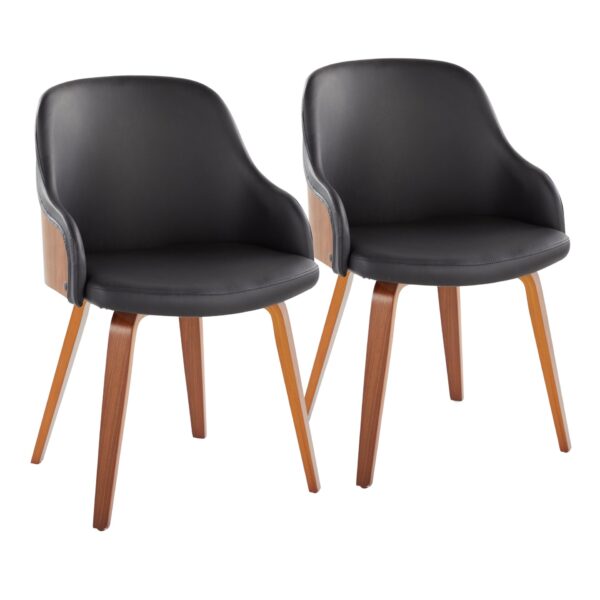 Bacci - Mid-Century Modern Dining / Chair (Set of 2) - Walnut / Black