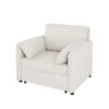 Convertible Pull Out Sofa Bed, 3 In 1 Convertible Sleeper Chair Adjustable Backrest With Thicked Cushions, Multi Functional Linen Armchair For Living Room, Bedroom, Apartment, Office - White - Image 11