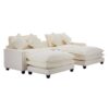 Chenille Upholstered Sectional Sofa With Removable Ottoman, USB Ports, Cup Holders, And Storage - Beige - Image 11