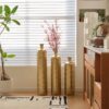 Floor Metal Vases Decorated White Metal Vases (Set of 3) Gorgeous Home Decoration Large Glazed Metal Vases - Golden - Image 7