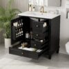 30" Bathroom Vanity With Sink, 1 Door With Shelf And 3 Drawers, Soft Close Door - Black - Image 2