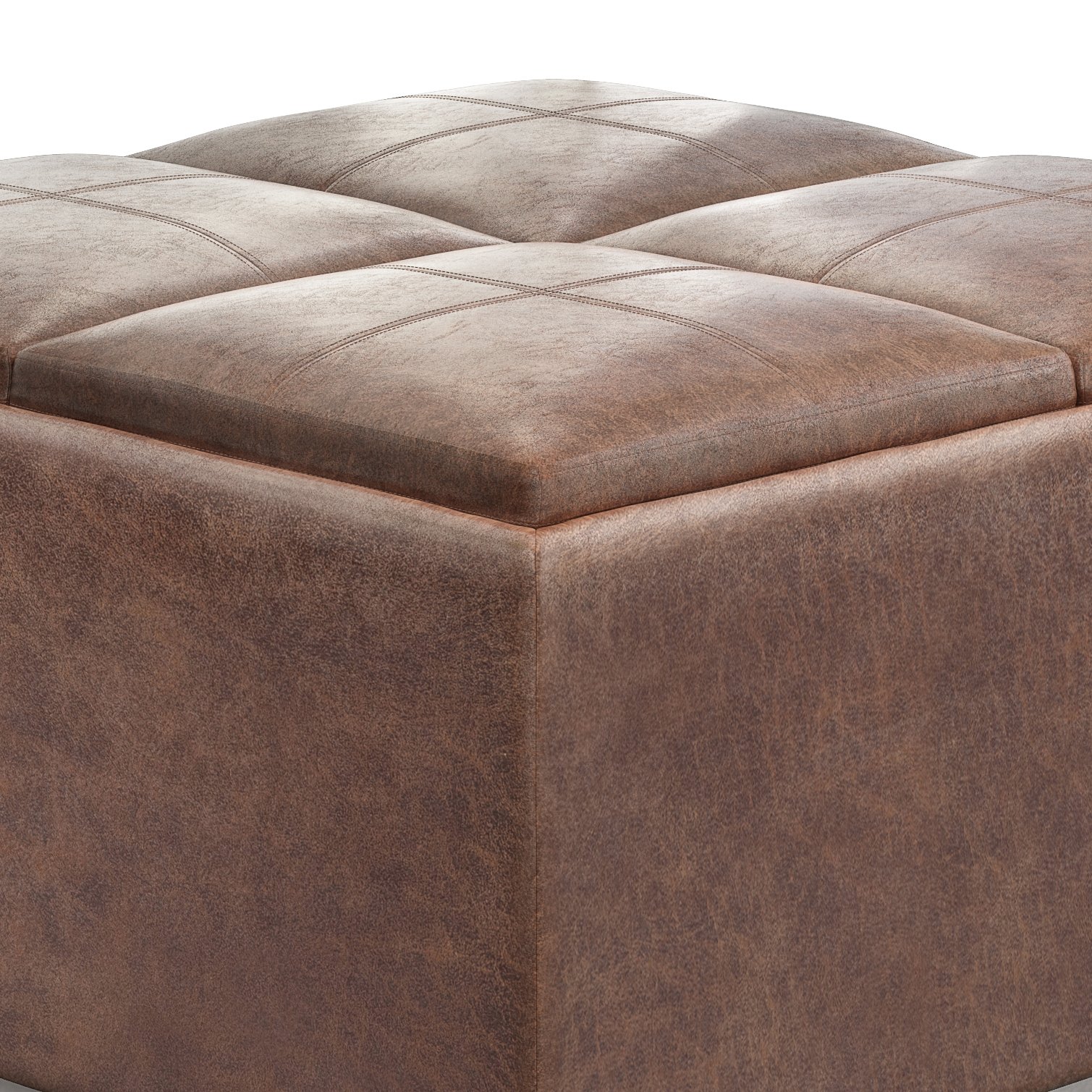 Avalon - Square Coffee Table Storage Ottoman - Distressed Umber Brown - Image 4