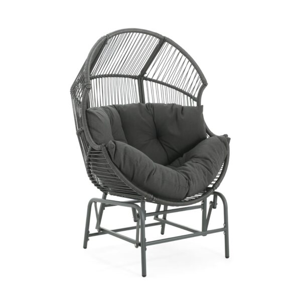 Palos - Outdoor Wicker Glider Chair - Dark Gray