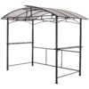 Grill Gazebo 8X5Ft, Outdoor Patio Canopy, Bbq Shelter With Steel Hardtop And Side Shelves - Black - Image 2