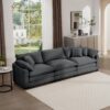 Mid Century Modern Sectional Sofa 3 Seater With Arm Pillows - Gray - Image 5