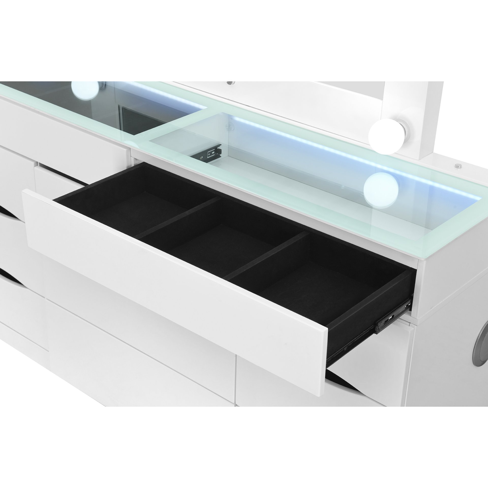 Elisa - Vanity Set With Stool And LED Lights - White - Image 8