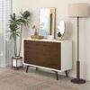 Mid-Century Modern White Dresser 6 Drawer - Dark Brown / White - Image 6