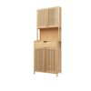 Rustic Cottage Style Double Door Bamboo Storage Cabinet With High Capacity For Main Living Spaces - Natural - Image 9