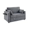 Twin Size Sofa Bed Sleeper Sofa Loveseat Sofa With Foldable Mattress, USB Ports, Side Table & Storage Pocket - Gray - Image 8