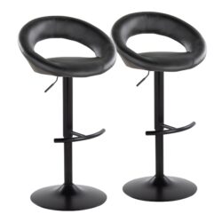 Posh - Contemporary Adjustable Barstool With Swivel With Rounded T Footrest (Set of 2) - Black