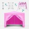 10'X10' Folding Canopy With 4 Removable Sidewalls Outdoor Event Shelter UPF 50+ Gazebo Portable Tents For Parties Beach Camping Wedding Ez Pop Up Canopy 4 Pieces Weight Bag + Carry Bag - Pink - Image 7
