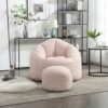 Bedding Bean Bag Sofa Chair High Pressure Foam Bean Bag Chair Adult Material With Padded Foam Padding Compressed Bean Bag With Footrest - Pink - Image 11