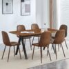 Modern Transferred Leg Backrest Dining Chair And Herringbone Dining Table Set Model Of Elegance And Durability For Home Furnishing - Brown / Walnut - Image 4