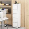 Heavy Duty 5 Drawer Metal Vertical File Cabinet With Lock And Wheels For Home Office - Brushed Nickel - Image 2
