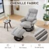 Recliner Chair With Ottoman Modern 360° Swivel Lounge Chair With Footstool Chenille Fabric 5 Point Vibration Massage Seat Heating & 140° Adjustable Backrest - Gray - Image 7