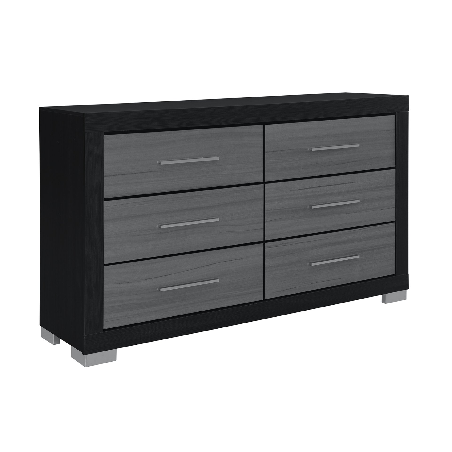 Messa - 5 Piece Full Bedroom Set With Bookcase Headboard - Black / Gray - Image 5
