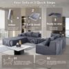 Luxury Modular U Shaped Sectional Sofa With Chaise Lounge And Bed Corduroy Upholstery - Gray - Image 10