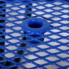 Round Outdoor Steel Picnic Table With Umbrella Pole - Blue - Image 3