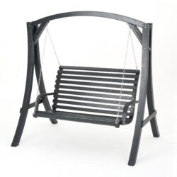 Stylish Larch Wood Swinging Loveseat For Outdoor Relaxation - Gray