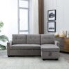 Reversible Sectional Storage Sleeper Sofa Bed, L-Shape 2 Seat Sectional Chaise With Storage, Skin-Feeling Velvet Fabric - Light Gray - Image 9