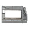 Full Over Full Bunk Bed With Shelves And 6 Storage Drawers - Gray - Image 6