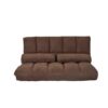 Double Chaise Lounge Sofa Floor Couch And Sofa With Two Pillows - Brown - Image 2