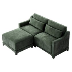 Elegant Chenille 2 Seater Sofa With Ottoman & Lumbar Pillows Ergonomic Design Easy Install - Green