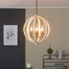 6 Light Wood Chandelier, Hanging Light Fixture With Adjustable Chain For Kitchen, Bulb Not Included - White - Image 3