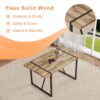 Contemporary Minimalist Retro Rectangular Dining Table With Textured Wood Top And Black Metal Legs - Black / Wood - Image 6