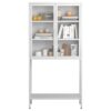 Heavy Duty Metal Storage Cabinet, Display Storage Cabinet With Glass Doors And 2 Adjustable Shelves, Tall Bookcase Modern Bookshelf Cabinet For Home Office, Living Room, Pantry - White - Image 10