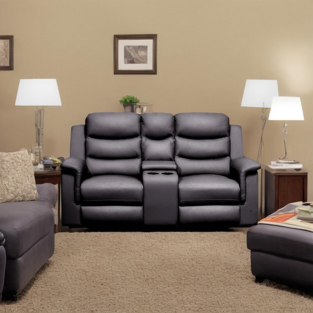 2 Seat Reclining Loveseat With Middle Console Slipcover, Stretch Loveseat Reclining Sofa Covers - Black - Image 3