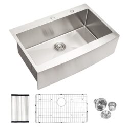 Farmhouse Style Topmount Apron Front Kitchen Sink With Easy Maintenance In Stainless Steel - Black