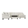 Contemporary U Shaped Sectional Sofa With Movable Storage Ottoman - White - Image 13