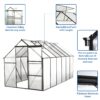 Polycarbonate Greenhouse Raised Base And Anchor Aluminum Heavy Duty Walk-In Greenhouses For Outdoor Backyard In All Season - Black - Image 5