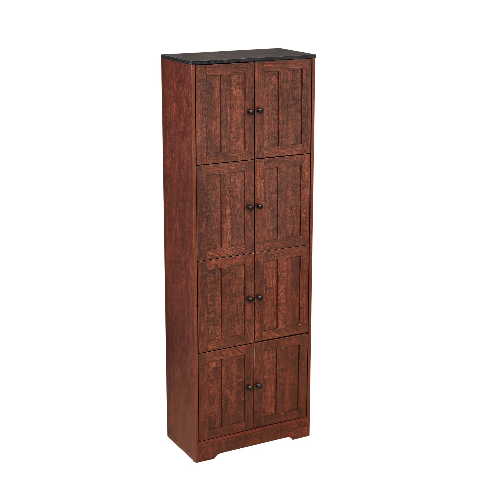 Tall Storage Cabinet With 8 Doors And 4 Shelves, Wall Storage Cabinet For Living Room, Kitchen, Office, Bedroom, Bathroom - Walnut - Image 4