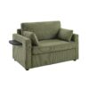 Twin Size Sofa Bed Sleeper Sofa Loveseat With Foldable Mattress, Side Table, USB Ports - Green - Image 8
