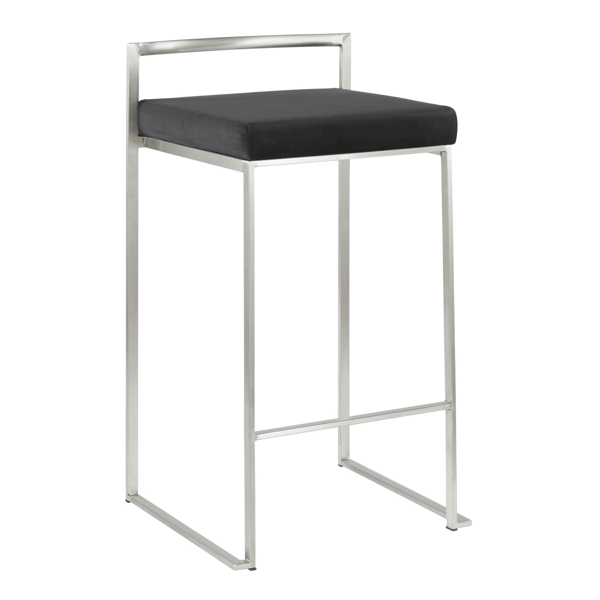 Fuji - Contemporary, Stackable Counter Stool (Set of 2) - Black - Image 2