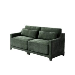 Elegant 2 Seater Sofa With Lumbar Pillows Ergonomic Design - Green