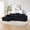 Modern Minimalist Modular Sectional Sofa, L - Shape Upholstered Cloud Couch With Deep Seats, Chaise For Living Room - Black - Image 2