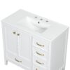 Vintage Style 36" Bathroom Vanity With Sink, Soft Closing Door, 4 Different Size Drawers Frame - White - Image 12