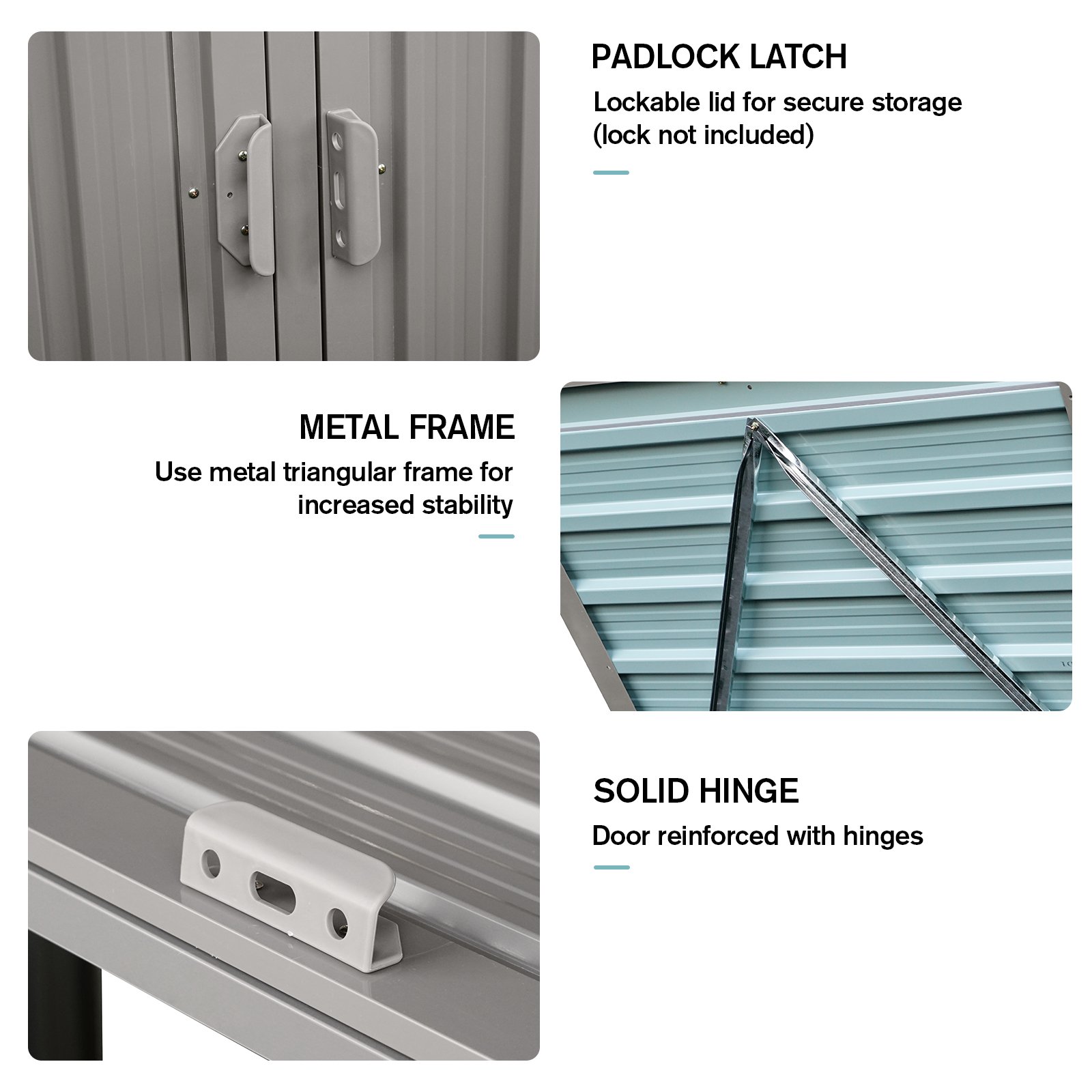 Garbage Bin Shed Stores 2 Trash Cans Metal Outdoor Bin Shed For Garbage Storage, Stainless Galvanized Steel, Bin Shed For Garden Yard Lawn - Gray - Image 6