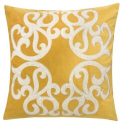 Dora - Vintage Vine Pillow Cover With Matching Back And Hidden Zipper - Yellow