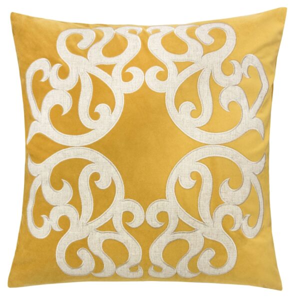 Dora - Vintage Vine Pillow Cover With Matching Back And Hidden Zipper - Yellow
