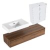 Wall Mounted Bathroom Vanity With Resin Sink And 2 Side Cabinet, 3 Soft Close Drawer - Brown Ebony - Image 9