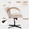 Large Size Armless Home Office Desk Chair Vanity Chair No Wheels - Beige - Image 2