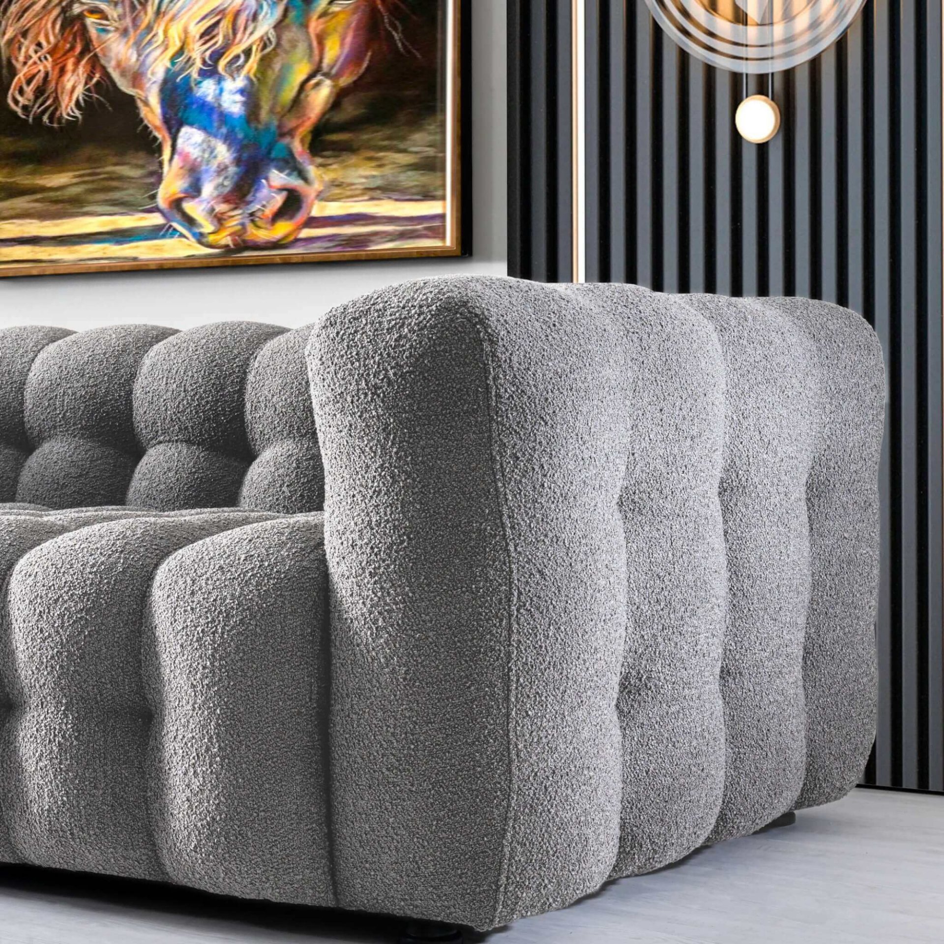 Eden - Modern Tufted Chesterfield Sofa - Gray - Image 8