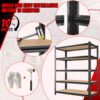 5 Tier Storage Rack, Adjustable Height Shelving, Warehouse Supermarket Basement Storage - Black - Image 7