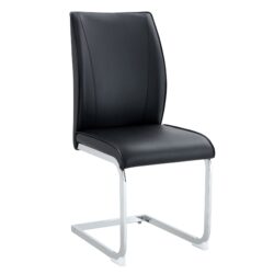 Luxurious And Minimalist Chair Covers, 2 High Elasticity Dining Chairs Metal Arched Legs - Black / Silver