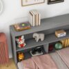 Full Floor Bed With L-Shaped Bookcases, Sliding Doors, Without Slats - Gray - Image 4